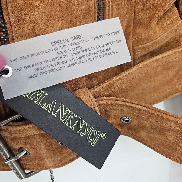 New Blank NYC Suede Moto Jacket Womens M El Dorado Brown Leather Blank NYC - Picture 3 of 7